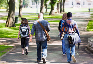 Students walking on campus